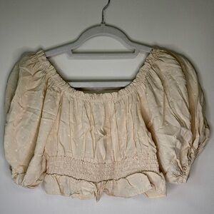 Altar'd State Cream off the shoulder crop top New with Tag Swiss dot design